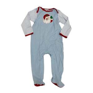 NWT Magnolia Baby 9M Blue Winking Santa